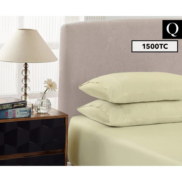 1500TC Queen Bed Fitted Combo Sheet Set - Ivory